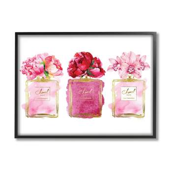 Stupell Industries Floral Glam Fashion Brand Perfumes Framed Giclee Art