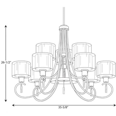 Brushed Nickel 9-Light Two-Tier Chandelier with Drum Shades