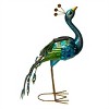 Alpine Corporation LED Solar Garden Peacock: Iron Sculpture, Outdoor Decor, 20" Height - 2 of 4