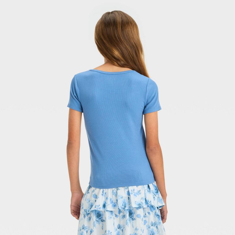 Girls' Short Sleeve Shrug Shoulder Knit T-Shirt - art class™, 3 of 5