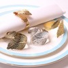 12pcs Gold Leaf Napkin Rings Set Table Napkin Holder Metal Leaves Napkin Holder Rings Dining Table Decoration for Anniversary Wedding Birthday - 3 of 4