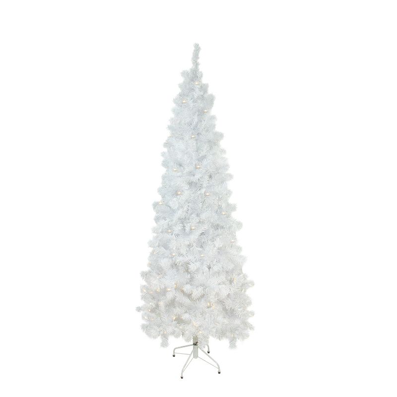 Northlight 7.5' Prelit Artificial Christmas Tree White Winston Pine - Warm White LED Lights, 1 of 5