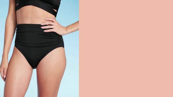 Women's Shirred High Waist Brief Full Coverage Bikini Bottom - Shade & Shore™, 2 of 7, play video