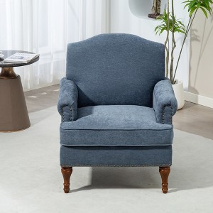 TOAOTBNBO Nail-head Trim Accent Chair with Springs Cushions, Mid-century Comfy Chenille Armchair with Solid Wood Club Sofa Chair for Waiting Room - 1 of 4