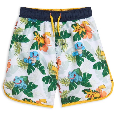 Pokemon Pikachu Bulbasaur Squirtle Toddler Boys Swim Trunks Bathing Suit White 4t Target