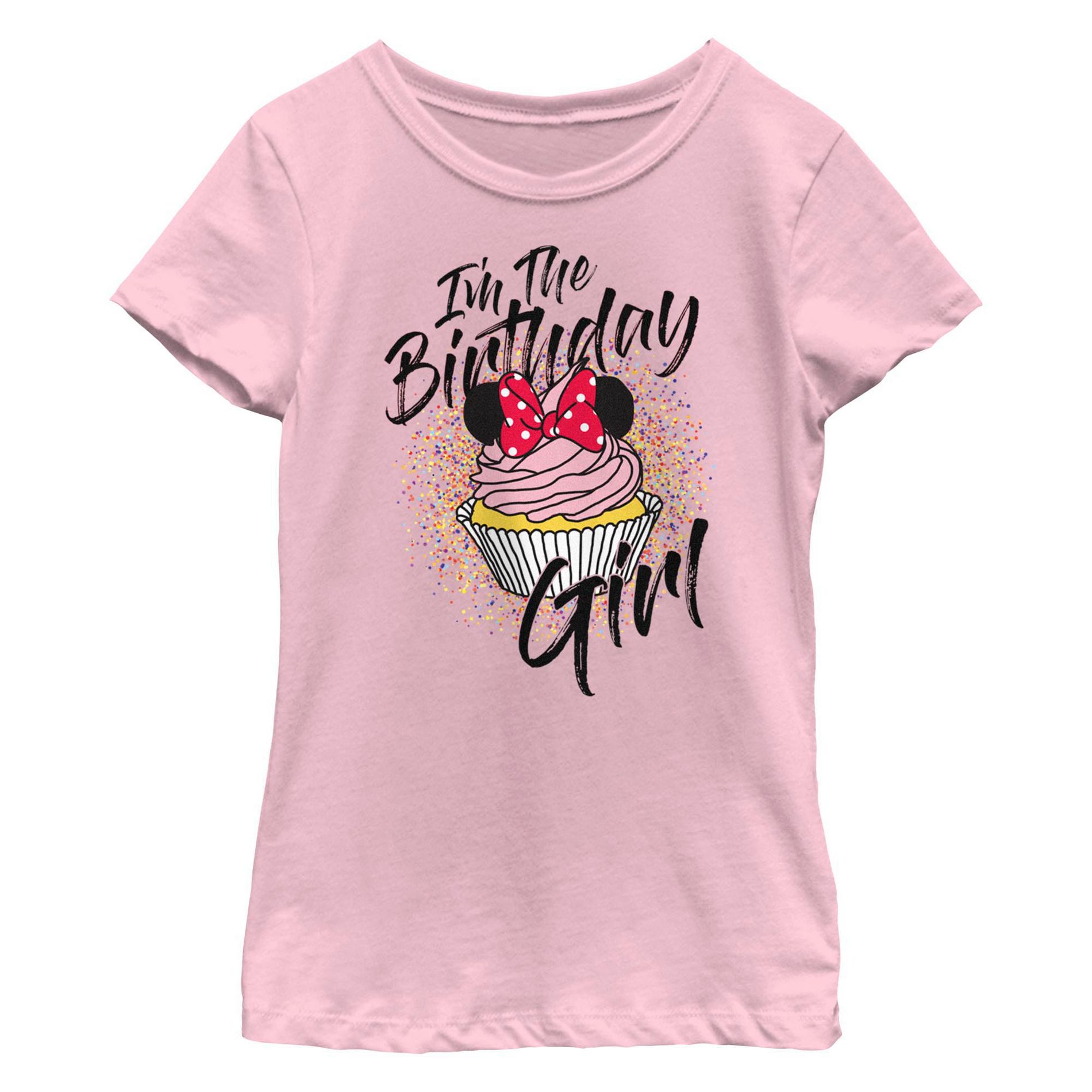 Girl's Minnie Mouse Minnie Birthday Cupcake  T-Shirt - Light Pink - Small
