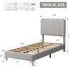Twin/Twin XL Bed Frame, Boucle Upholstered Platform Bed with Wave Headboard for Girls/Kids, No Box Spring Needed - 2 of 4