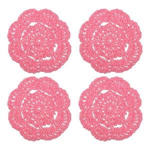 Unique Bargains Cotton Embroidered Lace Vintage Coasters 4 Pcs 3.94" - 1 of 4