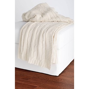 Cream Cable Knit Throw - Rizzy Home, Ivory