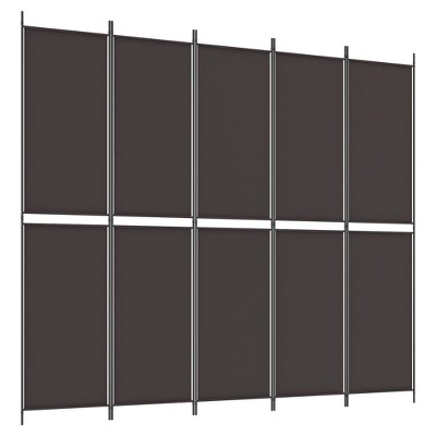 vidaXL 5-Panel Room Divider Brown 98.4"x86.6" Fabric