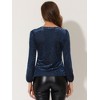 Allegra K Women's Polka Dots Burn-Out Long Sleeve Velvet Top - 3 of 4