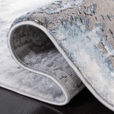 Eclipse Gray Abstract Hand-Knotted 2'7" x 5' Easy-Care Rug