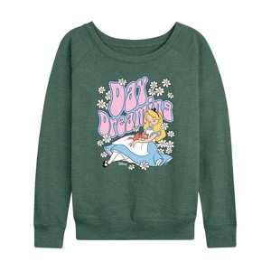 Women's - Disney - Alice in Wonderland Lightweight French Terry Wide Neck Long Sleeve Shirt - 1 of 4