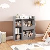Kids Bookshelf, 36"H Toy Storage Organizer, 3-Tier Wooden Toddler Bookshelf, 5 Cube Double Side, Spacious Top Shelf, for Kids Room, Bedroom - 2 of 4