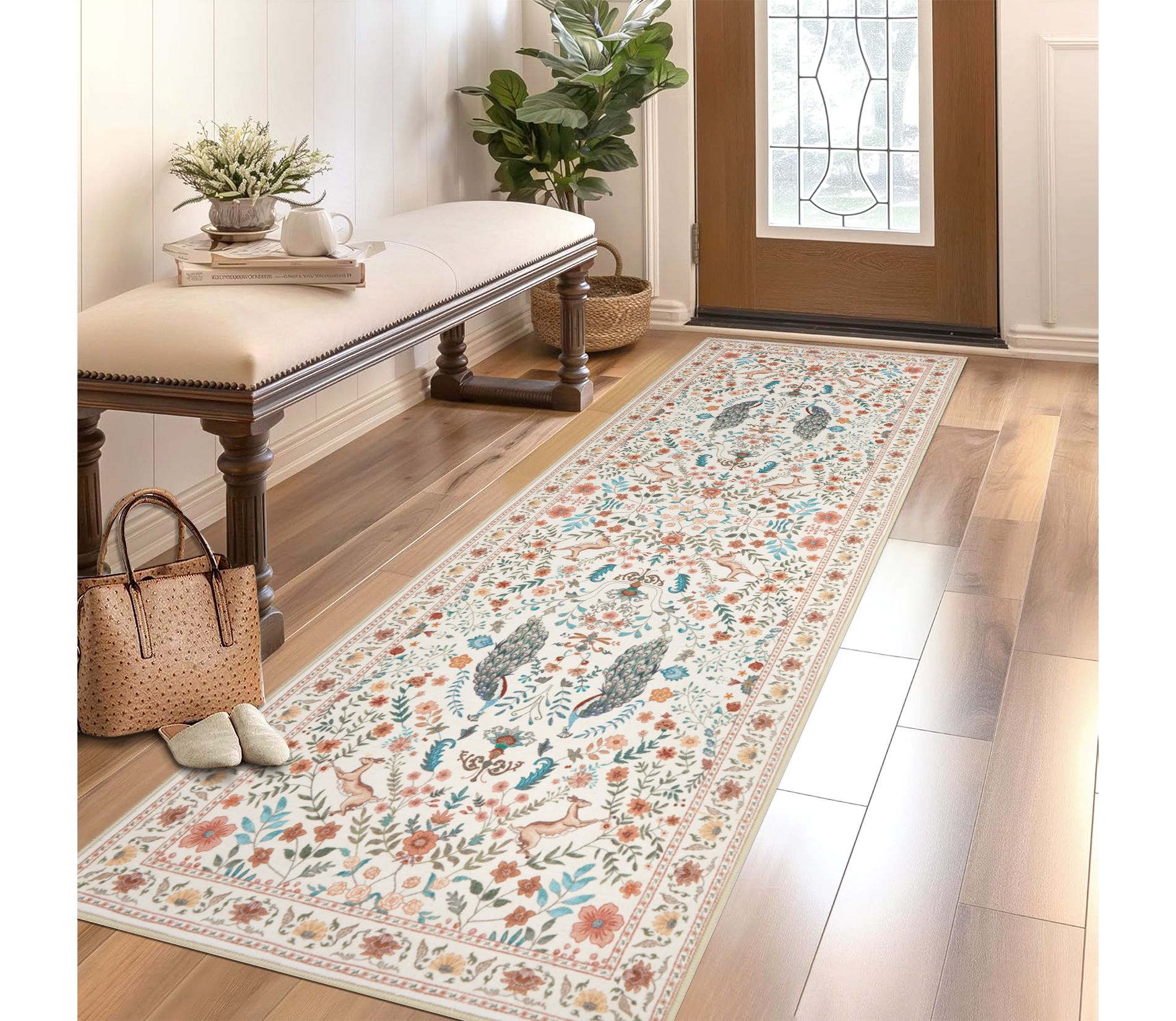Farmhouse Washable Non Slip Rugs for Living Room Dining Room Bedroom Animal Print Soft Non-Shedding Stain Resistant Indoor Carpet