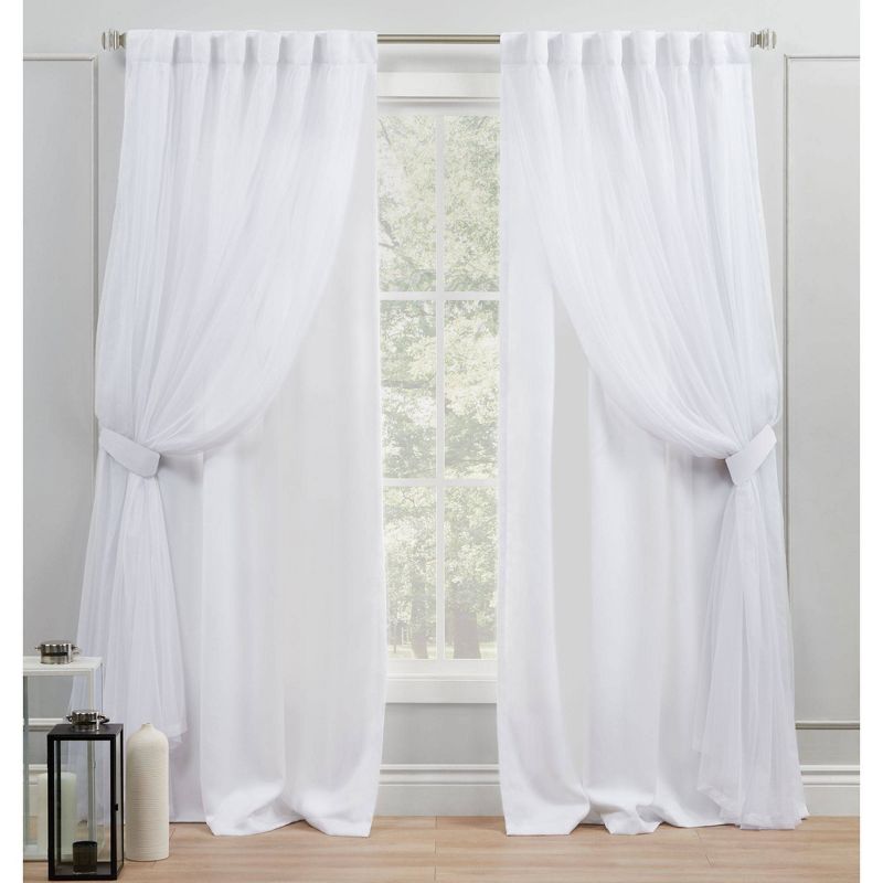 Set of 2 Catarina Layered Solid Blackout and Sheer Hidden Tab Top Curtain Panel - Exclusive Home, 1 of 9