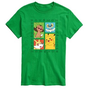 Men's - Pokémon - Pickachu Chespin Fennekin Froakie Grid-Men's Short Sleeve Graphic T-Shirt Short Sleeve Graphic T-Shirt - 1 of 4