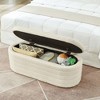 CAVINAS Rectangular PU Leather Storage Ottoman Bench with Stitched Details,Upholstered Storage Ottoman,Storage Benches for Living Room,Bedroom - 2 of 4