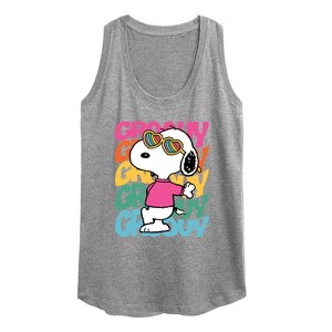 Women's - Peanuts - Groovy Stacked Graphic Racerback Tank - 1 of 4