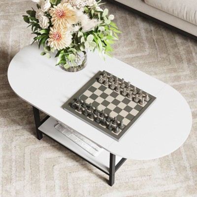 Famapy Modern Folding Coffee Table,Extendable & Adjustable with Storage Shelf & Dual-Shape,Adjustable,Space-Saving for Living Room