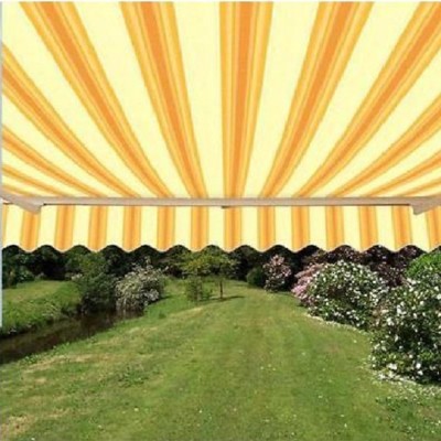 Multi-Striped Yellow Polyester Retractable Awning Fabric Replacement