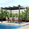 Costway 10x12ft Outdoor Aluminum Retractable Pergola Canopy Shelter Grape Trellis Beige/Gray - 2 of 4