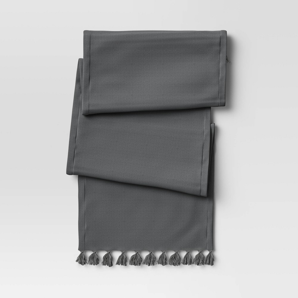 Photos - Tablecloth / Napkin 72" x 14" Cotton Textured Runner Gray - Threshold™