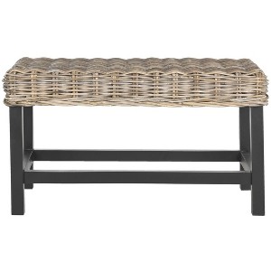 Omari Wicker Bench - Grey - Safavieh - 1 of 4