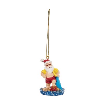 Beachcombers Surfing Santa Ornament