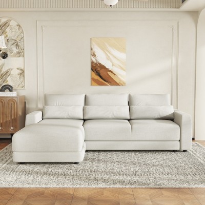93" Couch With Chaise Lounge L-Shaped Couch 3 Seater Recliner Sofa With Removable Back Cushions And 3 Pillows,Deep Seat Couch-Cuddlewood