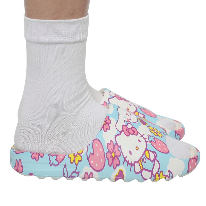 Hello Kitty Character Toss Floral And Cloud Art Women's Slides, 3 of 6