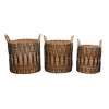 Olivia & May 3pk Banana Leaf Storage Baskets Brown - 3 of 4