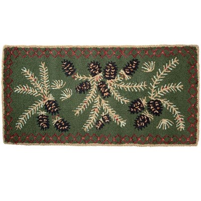 Plow & Hearth Hooked Wool Pine Cone Hearth Rug, 2' x 4'