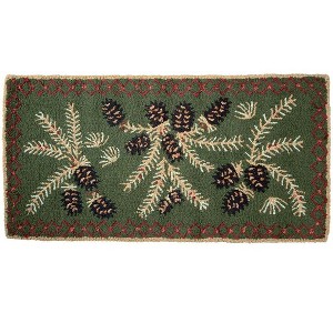 Plow & Hearth Hooked Wool Pine Cone Hearth Rug, 2' x 4' - 1 of 4