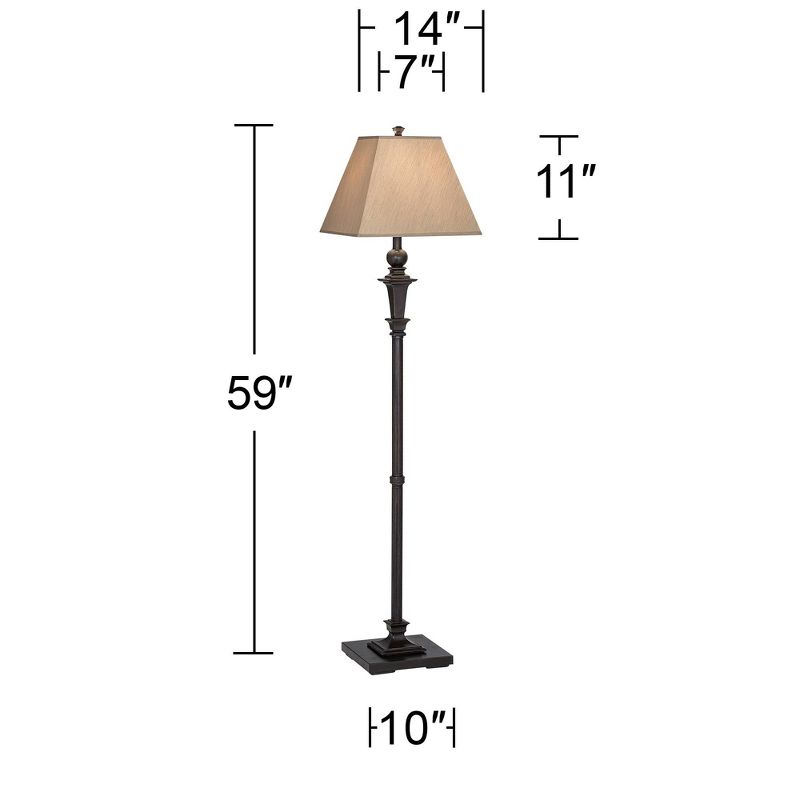 Regency Hill Madison Italian Traditional 59" Tall Standing Floor Lamps Set of 2 Lights Brown Metal Bronze Finish Living Room Bedroom House Reading, 4 of 9