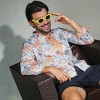 Campus Sutra Men Men's Prussian Blue & Sienna Brown Tropical Palm Shirt - 2 of 3