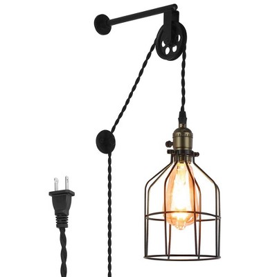 1-Light Black Metal Wall Sconce With Rust Resistant