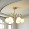 Rennnsan Dormelle 24"W 6-Light Bubble Milk Glass Mid-Century Modern Dimmable Chandelier in Gold - 4 of 4