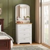 Drawer Nightstand Cabinet with Night Light - White Drawer Dresser with LED Strip and Visible Glass Table-top for Bedroom, Living Room, Entryway - 3 of 4