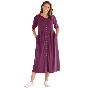 Woman Within Petite Button-Front Essential Dress - 1 of 4