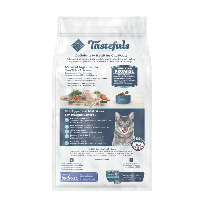 Blue Buffalo Tastefuls with Chicken Weight Control Natural Adult Dry Cat Food, 2 of 7