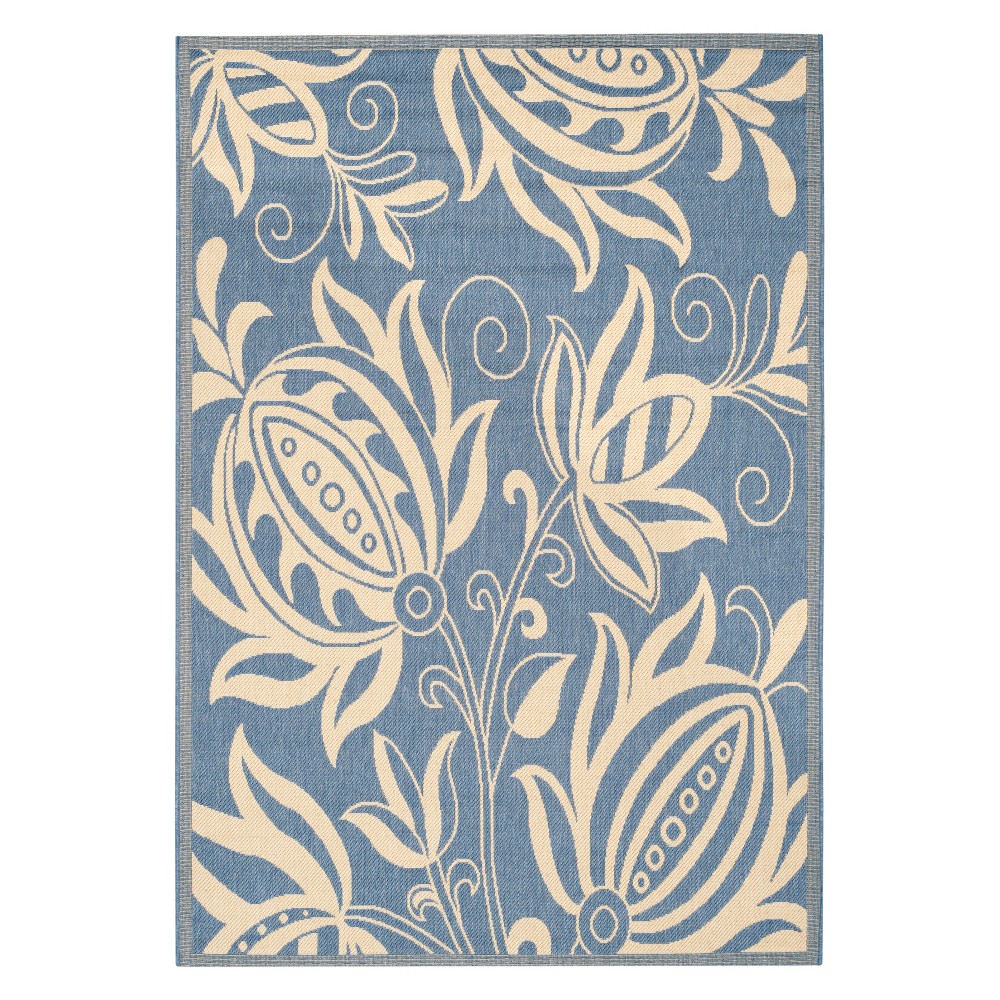 6'7inX9'6in Gori Outdoor Rug Blue/Natural - Safavieh