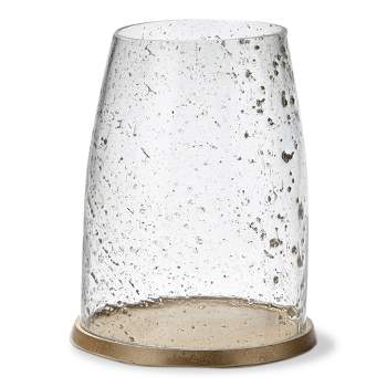 TAG Pebble Clear Glass Hurricane Pillar Candle Holder Large, 8.0L x 8.0W x 10.8H Inches