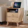 18" Mid Century Nightstand wtih Charging Station, End Table Side Table with 2 Drawers for Bedroom, Living Room - 2 of 4
