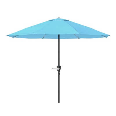 Nature Spring 9' Patio Umbrella Outdoor Shade With Easy-Crank - Blue