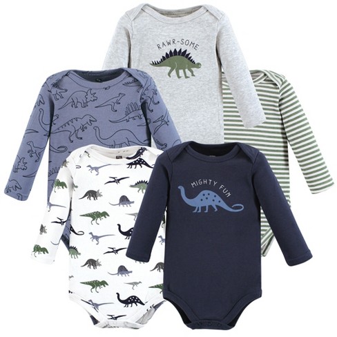 Hudson Baby Cotton Bodysuits, Beach Dino, 9-12 Months 