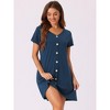 cheibear Women's Button V-neck Short Sleeve Soft Pajama with Pockets - 3 of 4