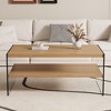 43.3" MDF and Tempered Glass Double Layer Rectangular Coffee Table with Storage Cabinet for Living Room and Bedroom - 3 of 4