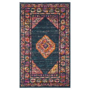 Blue Shapes Loomed Accent Rug 3
