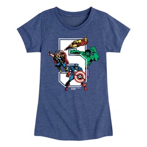 Girls' - Marvel - Avengers Birthday 5 Fitted Short Sleeve Graphic T-Shirt - 1 of 4